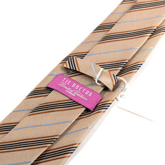 Brown Regi Striped Silk Tie 8cm - Tie Doctor
