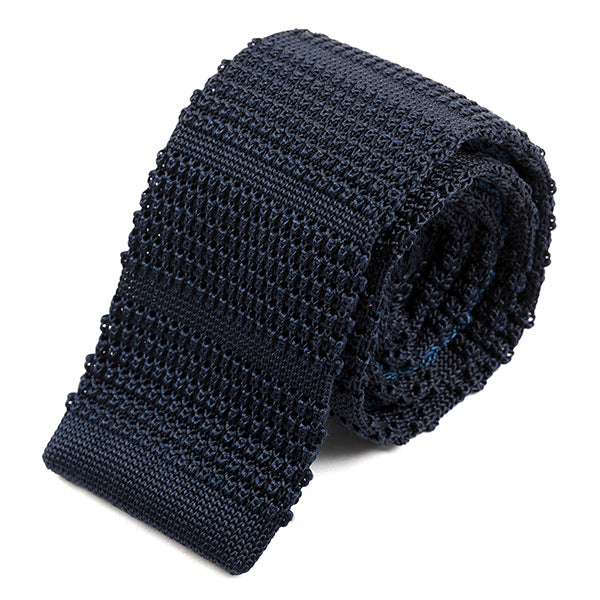 Curtis Navy Blue Silk Knitted Tie 6cm - Tie Doctor  