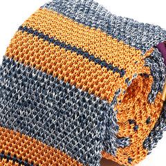 Bisi Orange & Blue Marl Striped Silk Knitted Tie 6cm - Tie Doctor  