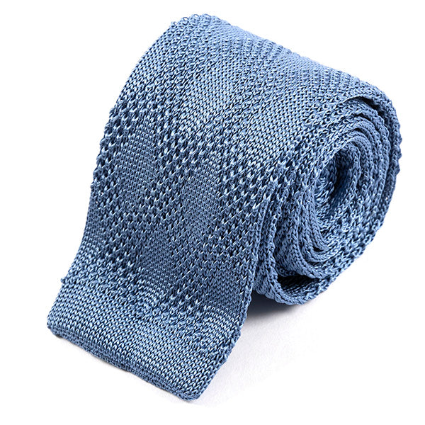 Atinu Blue Silk Knitted Tie, One of One - Tie Doctor