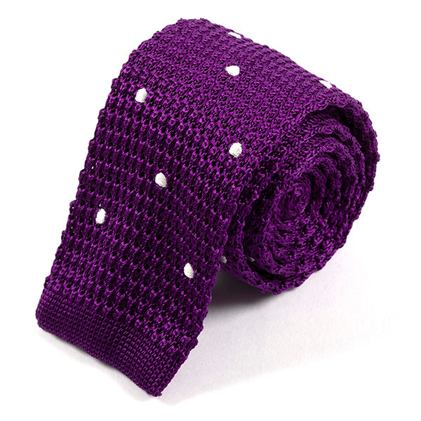 Purple Polka Dot Silk Knitted Tie - Tie Doctor