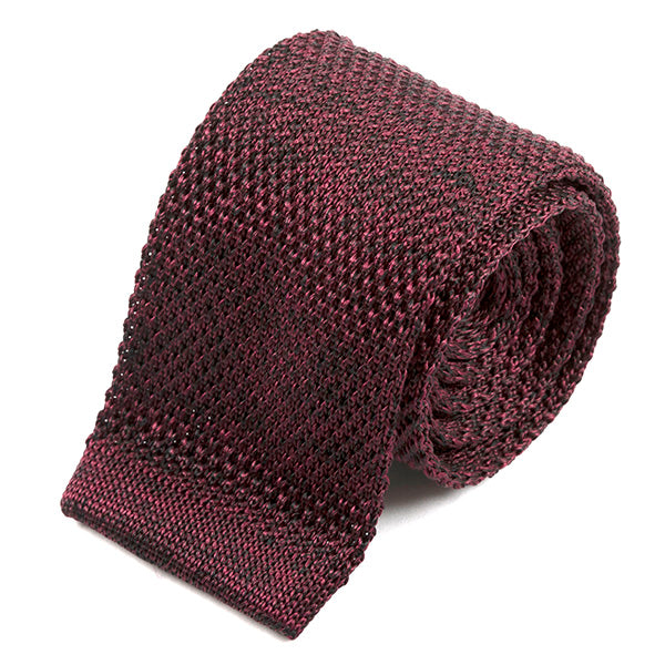 Dark Red Marl Silk Knitted Tie 6cm, One of One - Tie Doctor