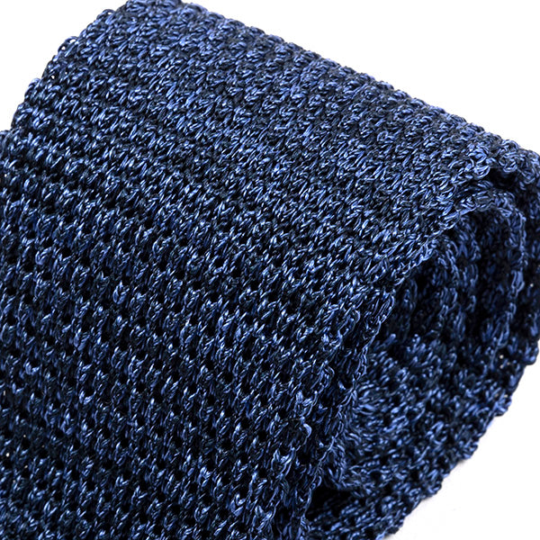 Navy Blue Marl Tipped Silk Knitted Tie 6.5cm - Tie Doctor  