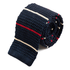 Esi Blue And Red Striped Silk Knitted Tie 6cm - Tie Doctor  