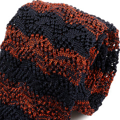 Alera Orange & Blue Striped Silk Knitted Tie 6.5cm - Tie Doctor  