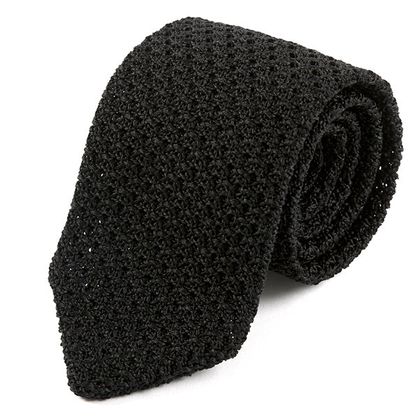 Tiwa Black Pointed Silk Knitted Tie 6.5cm, One of One - Tie Doctor
