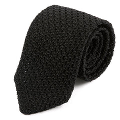 Tiwa Black Pointed Silk Knitted Tie 6.5cm, One of One - Tie Doctor  