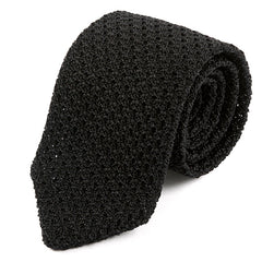 Tiwa Black Pointed Silk Knitted Tie 6.5cm, One of One - Tie Doctor