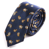 Blue Gold Paisley 6cm Slim Tie - Tie Doctor