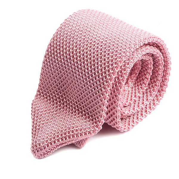 Pink Pointed Silk Knitted Tie 7cm - Tie Doctor
