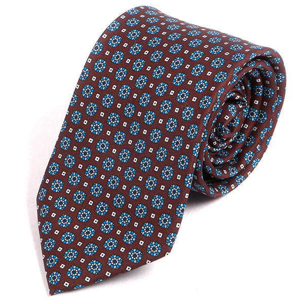 Rocco Brown Mini Medallion Motif Tie - Tie Doctor