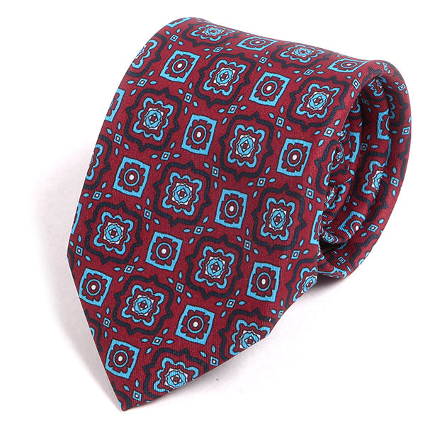 Cass Burgundy Mac-Inspired Motif Print Tie - Tie Doctor