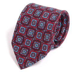 Cass Burgundy Mac-Inspired Motif Print Tie - Tie Doctor