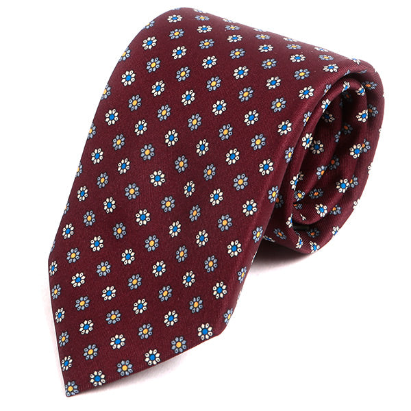 Classic Burgundy Mini Floral Motif Tie - Tie Doctor