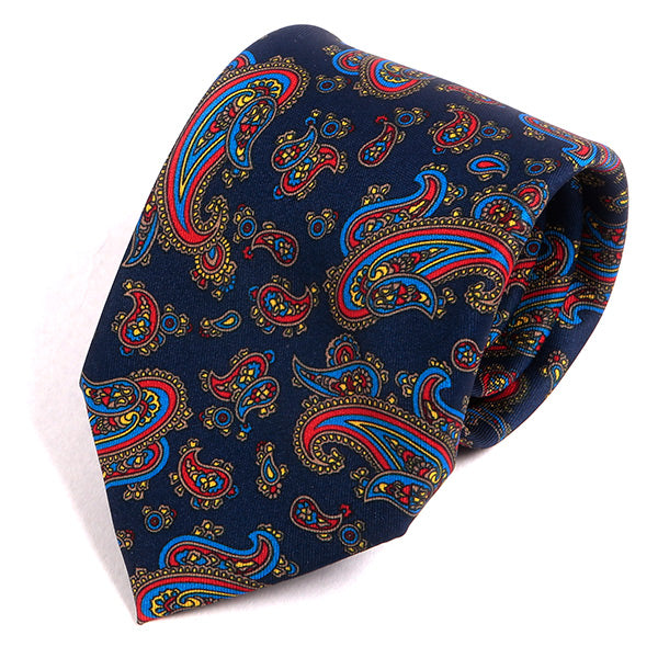 Navy Blue Frederick Bold Paisley IMS Motif Print Tie - Tie Doctor