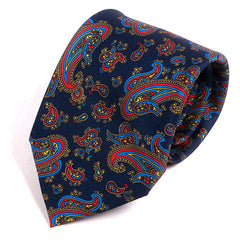Navy Blue Frederick Bold Paisley IMS Motif Print Tie - Tie Doctor