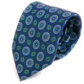 Blue & Green Spaced Medallion Motif IMS Tie - Tie Doctor