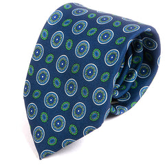 Blue & Green Spaced Medallion Motif IMS Tie - Tie Doctor  