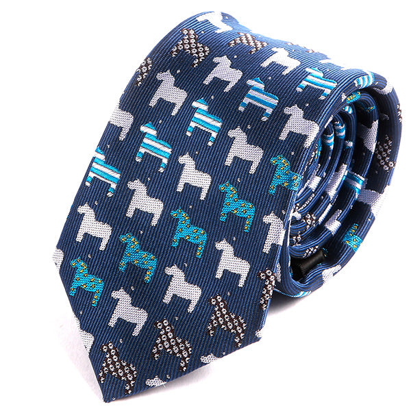Blue Tie with Horse Motif - Tie Doctor