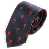 Blue Gentleman Rose Flower Pattern 7cm Ply Tie - Tie Doctor