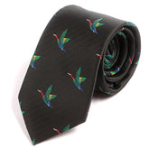 Black Tie with Mulitcoloured Bird Motif - Tie Doctor