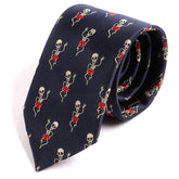 Navy Blue Scary Skeleton Pattern 7.5cm Ply Tie - Tie Doctor