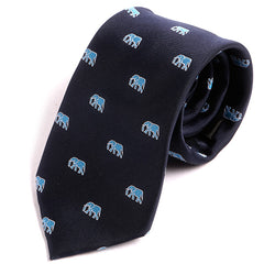 Navy Blue Elephant Print Tie - Tie Doctor