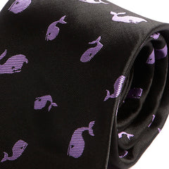 Black Tie with Purple Whale Motif - Tie Doctor  