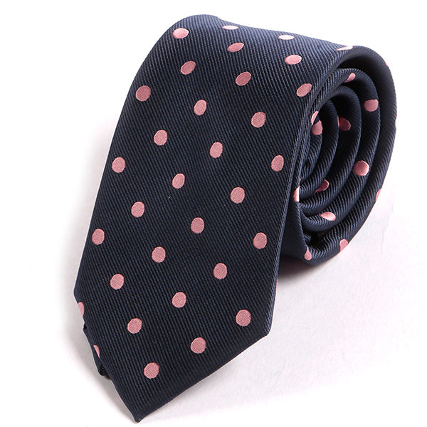 Navy Blue Tie with Pink Polka Dots - Tie Doctor