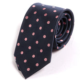 Navy Blue Tie with Pink Polka Dots - Tie Doctor