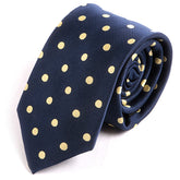 Navy Blue Tie with Yellow Polka Dots - Tie Doctor