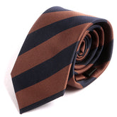 Brown & Navy Blue Slim Stripe Tie - Tie Doctor