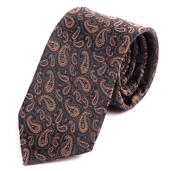 Brown Mini Paisley Print Tie - Tie Doctor