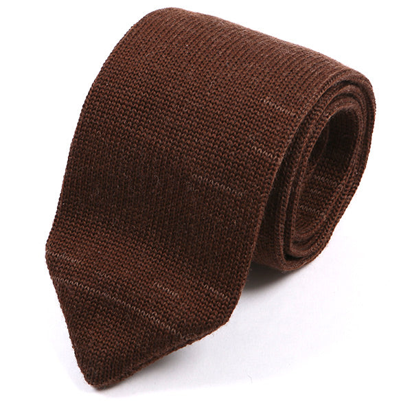 Brown Marl Pointed Wool Knitted Tie 6.5cm - Tie Doctor