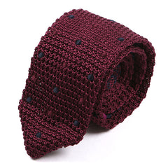 Burgundy Red Multi Dots Pointed Silk Knitted Tie 6.5cm - Tie Doctor  