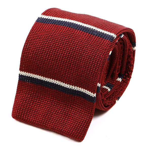 Burgundy Striped II Silk Knitted Tie - Tie Doctor