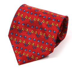 Red Floral Pattern Wide Silk Tie 10cm - Tie Doctor