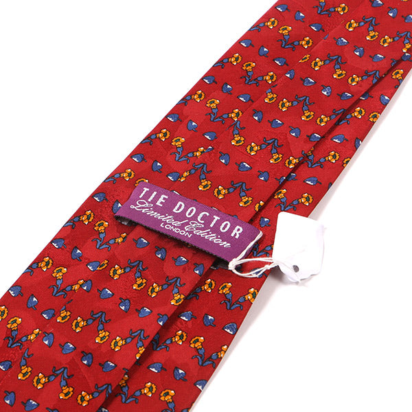 Red Floral Pattern Wide Silk Tie 10cm - Tie Doctor  