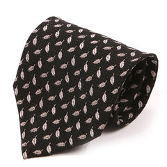 Black & Pink Leaf Wide Silk Tie 9.5cm - Tie Doctor