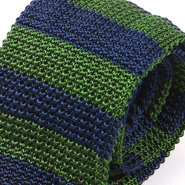 Dexter Green & Blue Striped Silk Knitted Tie 6cm - Tie Doctor  