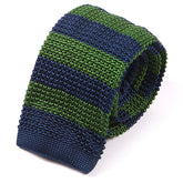 Dexter Green & Blue Striped Silk Knitted Tie 6cm - Tie Doctor