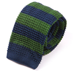 Dexter Green & Blue Striped Silk Knitted Tie 6cm - Tie Doctor