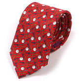 Red Golf Ball & Tees Silk Tie 7cm - Tie Doctor