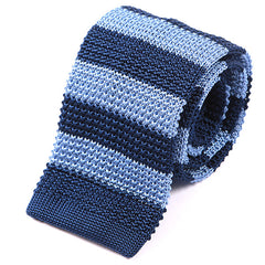 Dexter Blue Striped Silk Knitted Tie 6cm - Tie Doctor