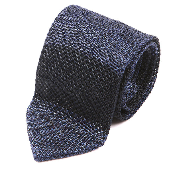 Blue Duo Block Silk Pointed Knitted Tie - Tie Doctor  