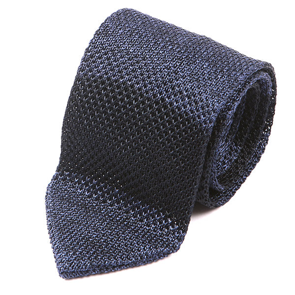 Blue Duo Block Silk Pointed Knitted Tie - Tie Doctor