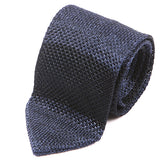 Blue Duo Block Silk Pointed Knitted Tie - Tie Doctor