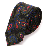 Black & Green Vintage Paisley Slim Silk Tie 6cm - Tie Doctor