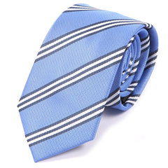 Light Blue Regimental Stripe Tie 7.5cm - Tie Doctor