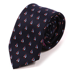 Blue Sailboat Slim Silk Tie 6.5cm - Tie Doctor